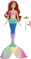 Mattel DISNEY Arielle - Meerjungfrauenpuppe mit Farbwechseleffekt, inklusive Seepferdchen-Freund, Diadem, Halskette und Dingelhopper für Unterwasserabenteuer, HPD43