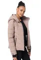 MARIKOO Winterjacke Damen (XS-3XL) - Wasserabweisend, Warm, Kapuze abnehmbar, Winddicht - Steppjacke, Frauen - Stehkragen, 4 Taschen, verlängerter Zipper - Taupe Grey M