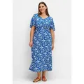 Sheego Sommerkleid Große Größen mit Knotendetail in der Taille blau 46