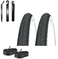 2 x Kenda Fahrradreifen 28" K-127 Fahrraddecke schwarz/weiß 47-622 (28, x 1.75) + 2 passende Schläuche DV inkl. Reifenheber
