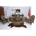 JVmoebel Büro-Set Klassische Büro Einrichtung Luxus Schreibtisch Sofagarnitur, (6-tlg., Schreibtisch + Couchtisch + Konsole + Stuhl + 2x Sessel), Made in Europa braun