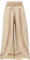 Palazzohose, Hosenrock, Bedruckte Natürliche Boho Schlaghose, Sommerhose - Hellbeige, Damen, Creme-weiß, Baumwolle, Größe: L