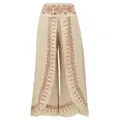 Guru-Shop Relaxhose Palazzohose, Hosenrock, bedruckte natürliche.. alternative Bekleidung beige|weiß L