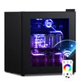 48L Mini Kühlschrank mit Glastür Leise 39dB, Cyberpunk Getränkekühlschrank mi...