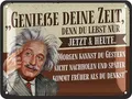 LANOLU Retro Blechschild- Genieße deine Zeit - Poster aus Metall mit Zitat, Geschenke für Freundinnen, Lebensweisheiten in Shabby Deko Style, Sprüche vintage Metallschild 15x20cm