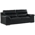Vente-Unique Sofa, Schwarz, Leder, Uni, 3-Sitzer, 235x100x103 cm, Wohnzimmer, Sofas & Couches, Sofas