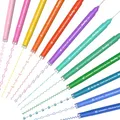 AECHY 12er Set Textmarker für Notizstifte, Doppelspitze Stifte mit 10 verschiedene Mustern Marker und 12 Farben feine Linien, Kurven Highlighters für Bullet Journal, Studenten, Kinder, Geschenk