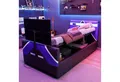 STILVORA Polsterbett 90×200 Funktionbett mit LED-Beleuchtung Jugendbett mit TV-Halterung (LED-Farbwechsel, hydraulischem Stauraum & TV-Halterung – Multifunktionales Gaming-Bett, 90x200 cm), Inklusive Matratze