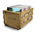 Vinyl-LP-Aufbewahrungskiste aus Holz für Schallplatten in Holzfarben, Groß, Retr