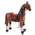 Ponnie Mechanisches Pferd auf Rollen Happy M - Pony mit Rollen für Kinder - Dunkelbraun