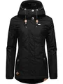 Ragwear Damen warme kurze Winterjacke mit Kapuze Monade Intl Black22 Gr. L