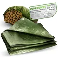 ToolSpace SUPERDICKE Gewebeplane Premium Plane mit Ösen 5x8 m Wetterfest Abdeckplane UV Beständig Tarp Outdoor Garten Wasserdicht Schutzplane Bauplane GRÜN 90g/m2 Reißfest Industrieplane Bootplane