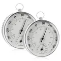 2 Stück Thermo-Hygrometer 10cm Thermometer Hygrometer, Thermometer Aussen Hygromete Analog Raumthermometer Analoges Raumklimakontrolle Mit Aufhängering, Für Innen, Außen