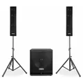 Vonyx VX880BT - Mobile PA Anlage Komplettset 2.1, Aktive Lautsprecher Boxen, 800 Watt DJ Boxen Set mit Stativen, MIC, Bluetooth, USB, SD, MP3 - PA Lautsprecher Aktiv Boxen, Musik Anlage - Schwarz