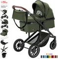 Daliya® FLEXI-PRO M 3in1 Kinderwagen & Buggy mit i-Size Babyschale, Memory-Knöpfe, Kinderwagen mit Auto-Babyschale, Leicht, Großer Einkaufskorb