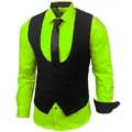 Baxboy Langarmhemd Baxboy Hemd/Weste/Krawatte Set Business Herrenanzug-Set HWKR B-101 grün M