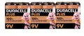12 x Duracell 9V plus (3 Blister mit je 4 Batterien) 12 Batterien (6LR61/MN1604)