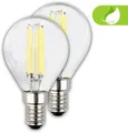 Briloner Leuchten LED-Leuchtmittel Ultraefizientes Leuchtmittel EEK A, E14 Tropfen, 2er Set, E14, Warmweiß, 4W, 840 Lumen, 3000K