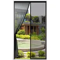 VERDICKTER Fliegengitter Tür Moskitonetz Tür Magnet Vorhang Insektenschutz für Balkontür, Kellertür und Terrassentür Kinderleichte Klebemontage Ohne Bohren, Schwarz, 140x240cm