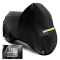 WOLTU Motorrad Abdeckplane Outdoor 210D Oxford Stoff, Motorradabdeckung wasserdicht Winterfest, Motorradgarage mit Schlosslöchern, Staub-, Regen- und UV-Schutz, 245×105×125 cm Schwarz