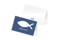 itenga Grußkarten itenga 24x Tischkarte Fisch blau Kommunion Taufe Konfirmation