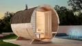 FinnTherm Fasssauna Saunafass Außensauna Carrie 2 Sitzbänke aus Holz Wandstärke 42 mm