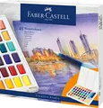 FABER-CASTELL 169748 - Aquarellfarben in Näpfchen, mit Mischpalette und Wassertankpinsel, 48er Etui
