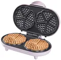 Bestron Doppel-Waffeleisen für klassische Herzwaffeln, Herzwaffeleisen mit Backampel & Antihaftbeschichtung, ideal für Kindergeburtstage, Ostern & Weihnachten, Farbe: Rosa