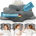Glückstoff® Orthopädisches Kissen für alle Schlaftypen | Kopfkissen Nackenschmerzen aus Memory Foam | Nackenstützkissen Ergonomisches Kopfkissen - Grau