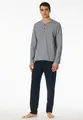 Schiesser Schlafanzug Casual Essentials (2 tlg) mit feinen, gestrickten Ringeln, Knopfleiste, langärmelig