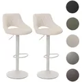 2er-Set Barhocker HWC-N64, Barstuhl Tresenhocker, Fußablage drehbar, Kunstleder Metall ~ weiß