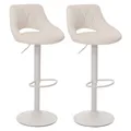 2er-Set Barhocker HWC-N64, Barstuhl Tresenhocker, Fußablage drehbar, Kunstleder Metall weiß