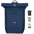 LARKSON Rucksack Damen Herren Blau - No 4 - Rolltop Backpack mit Laptopfach Uni, Arbeit & Fahrrad - Großer Reiserucksack - Wasserabweisend