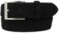 BELTINGER Italienischer Veloursleder-Gürtel, 35 mm breit, Herren, Anzuggürtel, Hosengürtel, Wildleder, Schließe Silber | Schwarz 120cm
