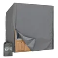 MR. DEKO® Schutzhülle Strandkorb Abdeckhaube Aero Protect dunkelgrau | Size XXL Größe 170 x 98 x 170 cm (BxTxH) | Strandkorbabdeckung 3-Sitzer Strandkörbe atmungsaktiv & winterfest | Segeltuch Plane