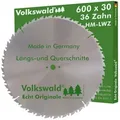 Volkswald Kreissägeblatt Volkswald ® HM-Kreissägeblatt LWZ 600 x 30 mm Z=36 Naturholz Brennholz, Echt Originale Volkswald® Made in Germany