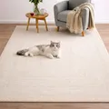 VIMODA Teppich Wohnzimmer Schlafzimmer Modern Hoch&Tief Bordüre Qualitativ 3D Effekt,Farbe:Creme;Maße:120x170 cm