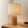 Lindby Tischlampe 'Kimiko' (Skandinavisch) aus Holz (1 flammig, E27) - Textil Ti