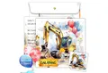 TOBJA Einladungskarten 10 Einladungskarten Bagger inkl Umschläge und Sticker, Kindergeburtstag Junge Geburtstag Einladung Kinder