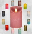 LED Echtwachskerze realistische Kerze viele Farben mit Timer flackender Docht Wachskerze Kerzen Batterie, Farbe:Antik Rosa, Größe:12.5 cm