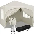 Woltu Pavillon,, Beige, Metall, 300x260x300 cm, Sonnen- & Sichtschutz, Pavillons & Pergolas, Pavillons