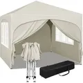 WOLTU Pavillon, Faltpavillon 3x3 m, mit 4 Seitenwänden, Partyzelt wasserabweisend UV-Schutz 50+, höhenverstellbarer Gartenpavillon, mit Tragetasc... - Beige