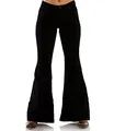 COMYCOM Damen Jeans Schlaghose Black - Schwarze Jeansschlaghose im 70er-Jahre Hippie-Look für Frauen, Flared-Jeans im Vintage-Style 33W / 32L