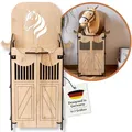 Hoofly® Hobby Horse Stall 1 Pferd – Kompakte Halterung für Steckenpferd | Hochwertiger Hobby Horsing Holzstall mit Türen, Haken & Stecksystem | Designed in Germany – Stabil & Platzsparend