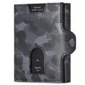 VON HEESEN Slim Wallet mit RFID Schutz - Geldbörse Herren klein - Mini Geldbeutel Damen Portmonee - Kartenetui Echtleder Karten Portemonnaie - Leder Kreditkartenetui Camouflage Grau