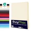 Buymax Spannbettlaken 200x200cm Baumwolle 100% Spannbetttuch Bettlaken Jersey, Matratzenhöhe bis 25 cm, Farbe Beige