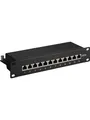 Pro CAT 6a 10 inch (25.4 cm) patch panel 12 port bla - Schwarz