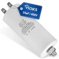 VIOKS Anlaufkondensator CBB60 Kondensator 25µF 450V - Motorkondensator Led Entstörkondensator Universal mit 6,3mm AMP Steckfahnen und Befestigungsschraube M8 für elektrische Hausgeräte