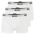 BOSS 3er Pack Herren Power Boxer Trunks Boxershorts Unterhosen Cotton Stretch, Farbe:Weiß, Wäschegröße:S, Artikel:-100 White