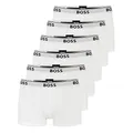BOSS Herren Power Boxer Trunks Unterhosen Cotton Stretch 6er Pack, Farbe:Weiß, Wäschegröße:S, Artikel:-100 White